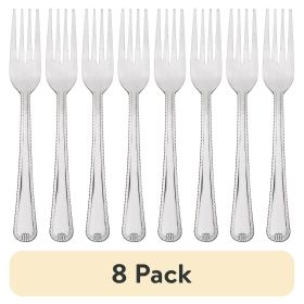 (8 pack) Lace Dinner Fork Set, Silver Stainless Steel, 4 Count