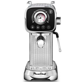 20 Bar Professional Espresso Machine With Milk Frother, Single & Double Shot, ESE Pod Compatible, Visual Display Of Pressure, Removable Water Tan (Option: KFJ8818)